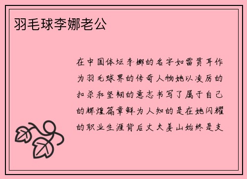 羽毛球李娜老公